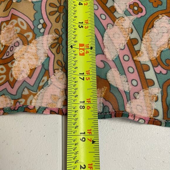 By Anthropologie Tie Front Multicolor Floral Printed Shine Boho Kimono One Size - Picture 10 of 11